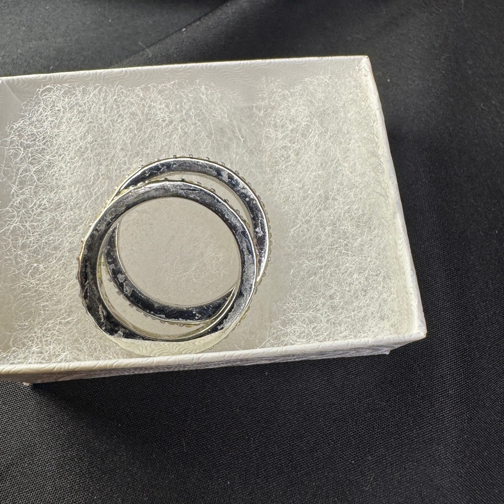 Chico’s Silver Rhinestone Ring Set - Picture 3 of 5